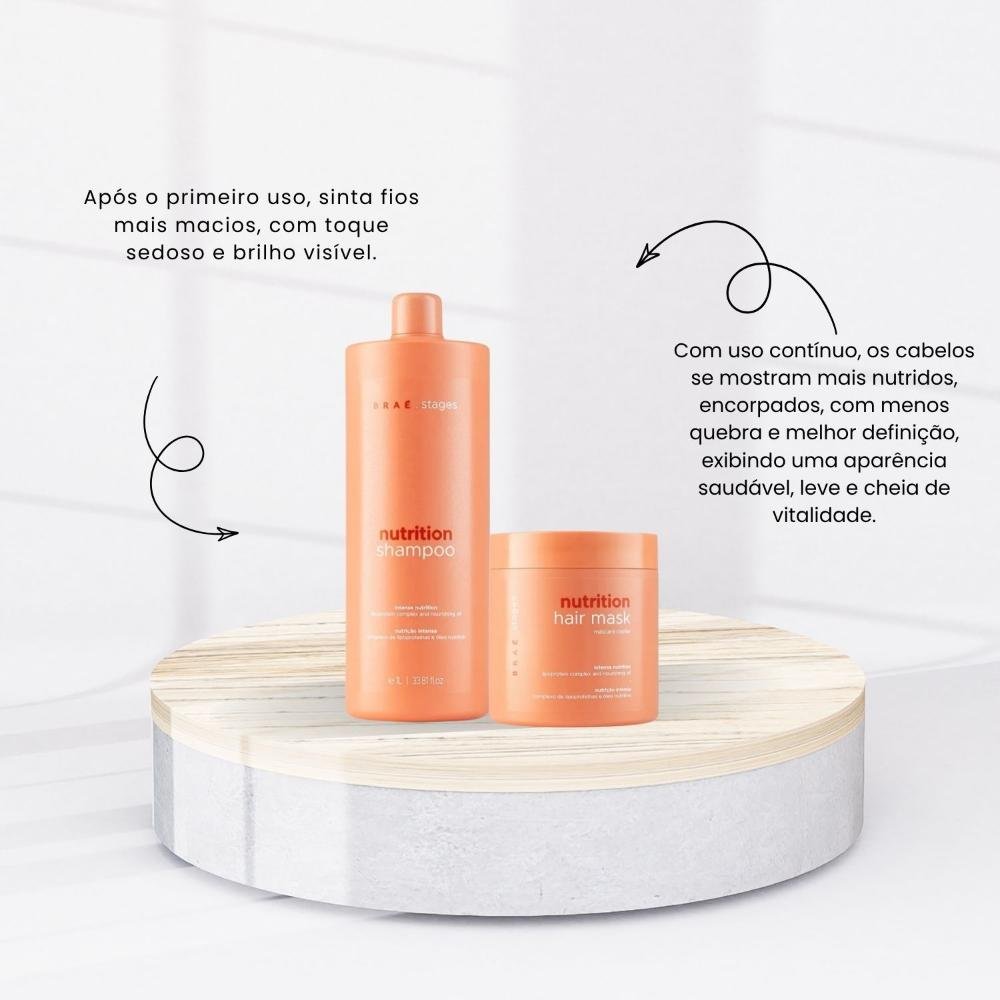 Kit Braé Stages Nutrition Shampoo 1 Litro e Máscara 500 g ÚNICO 2