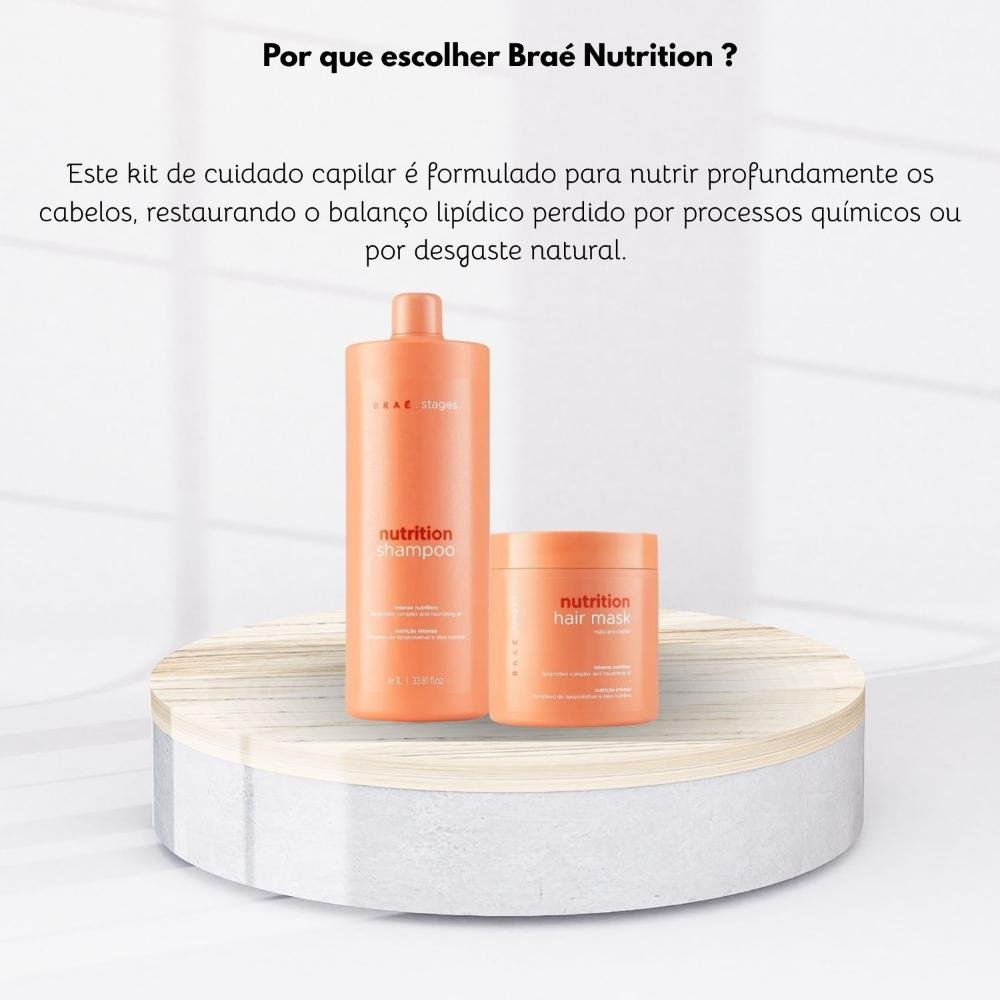 Kit Braé Stages Nutrition Shampoo 1 Litro e Máscara 500 g ÚNICO 5