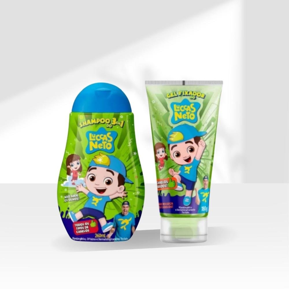 Cia da Natureza Luccas Neto Combo Shampoo 3 em 1 Gel Fixador ÚNICO 4