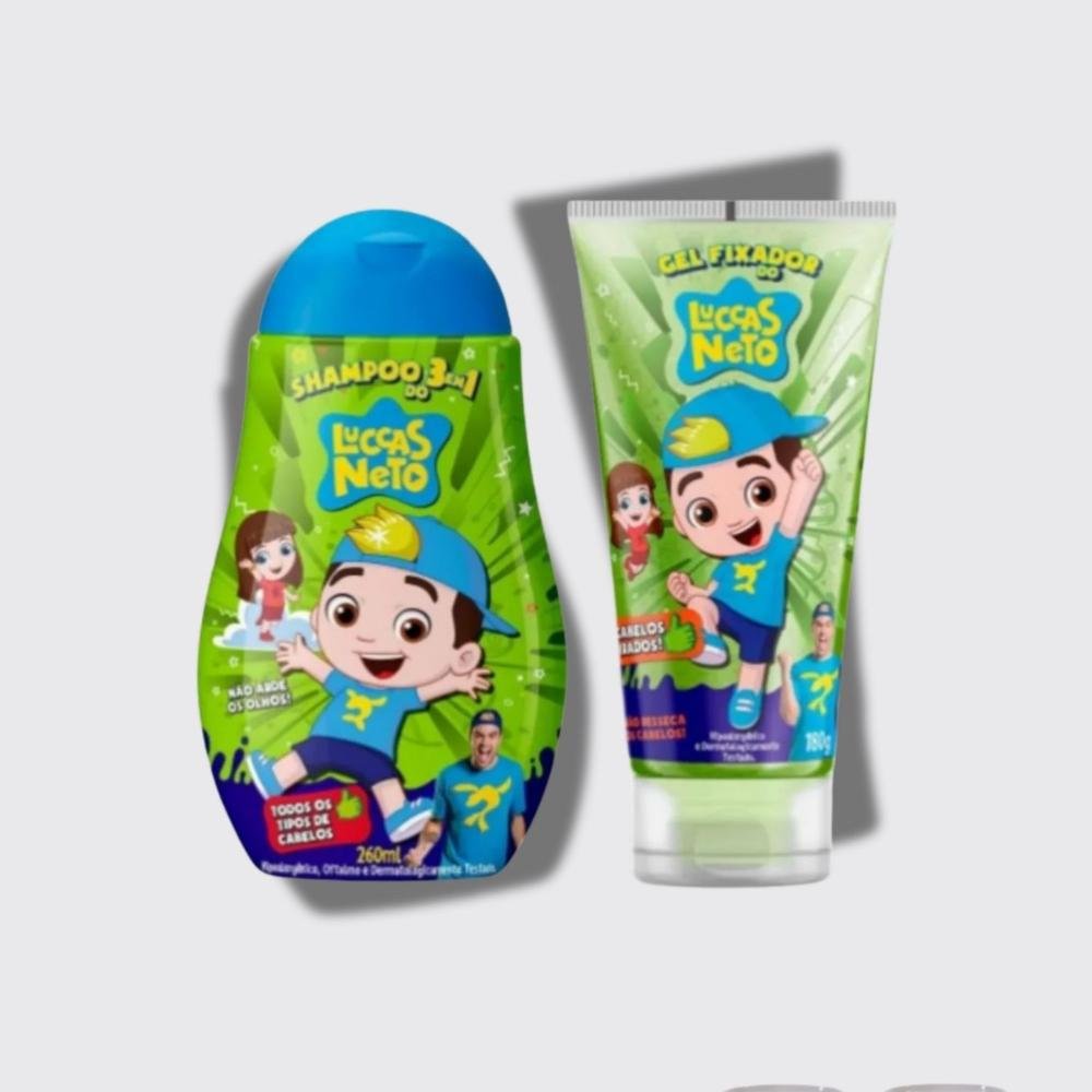 Cia da Natureza Luccas Neto Combo Shampoo 3 em 1 Gel Fixador ÚNICO 5
