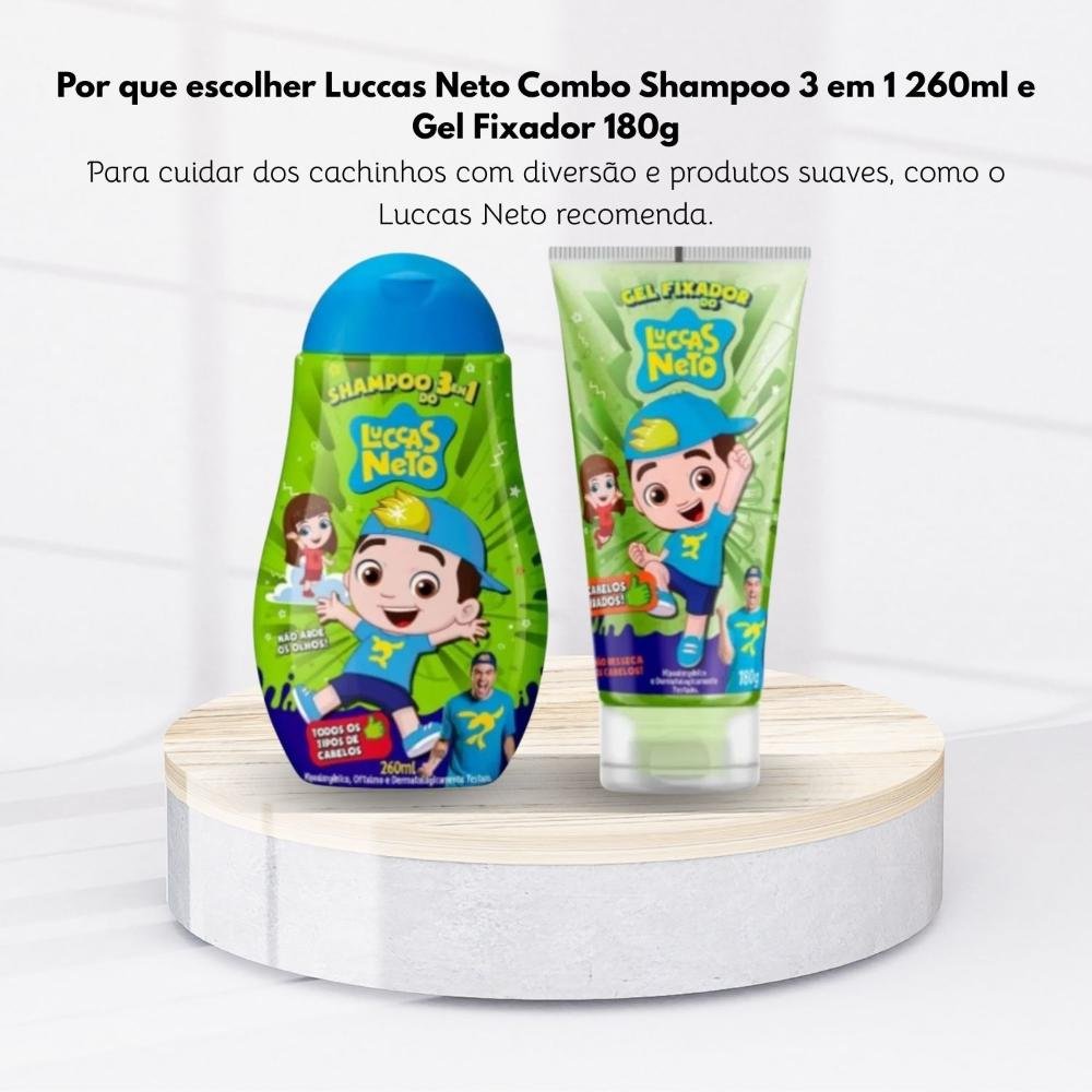 Cia da Natureza Luccas Neto Combo Shampoo 3 em 1 Gel Fixador ÚNICO 6