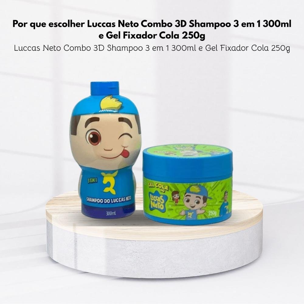 Cia da Natureza Luccas Neto Kit Shampoo 3 em 1  Gel Fixador ÚNICO 7