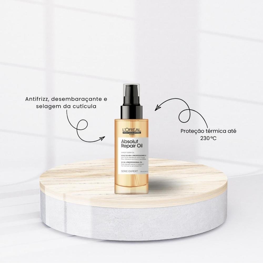 Kit Loreal Absolut Repair Gold Quinoa Shampoo Máscara Oil ÚNICO 3