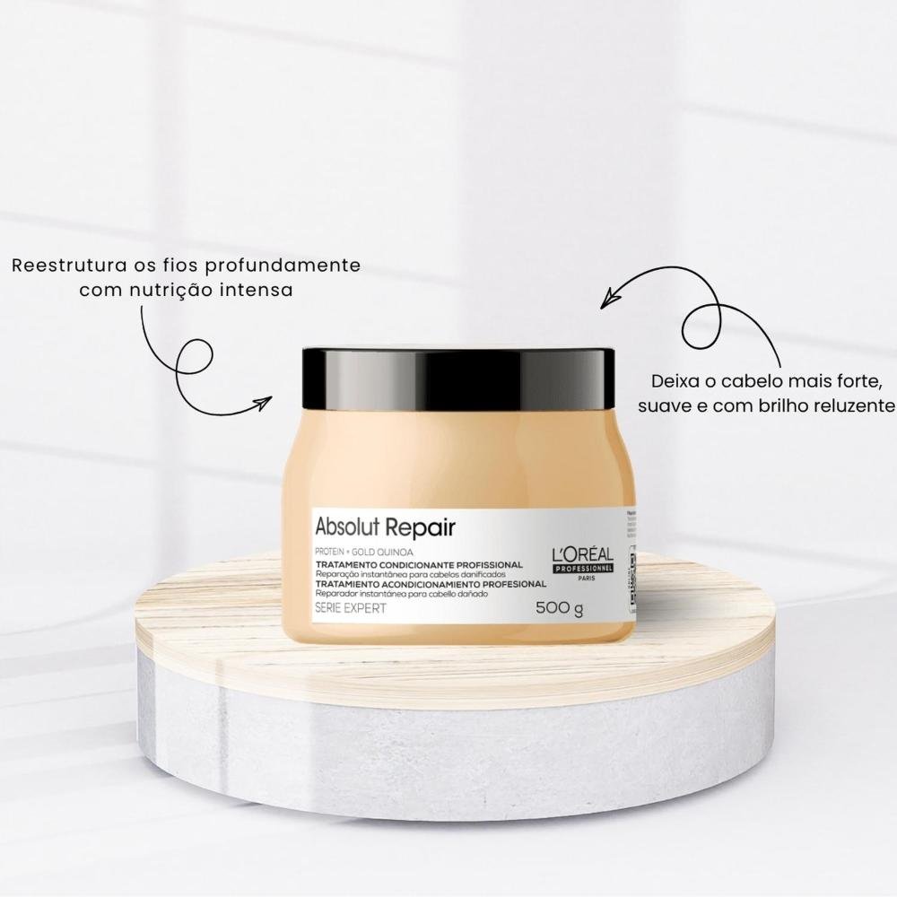 Kit Loreal Absolut Repair Gold Quinoa Shampoo Máscara Oil ÚNICO 4