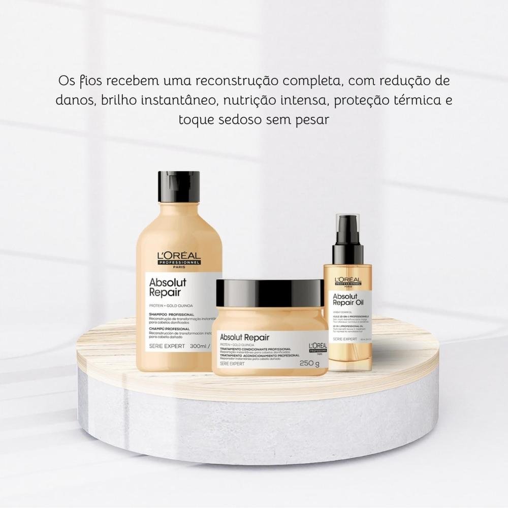 L'Oréal Absolut Repair Gold kit Shampoo + Máscara + Óleo ÚNICO 5