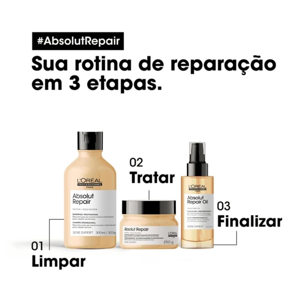 L'Oréal Absolut Repair Gold kit Shampoo + Máscara + Óleo ÚNICO 6