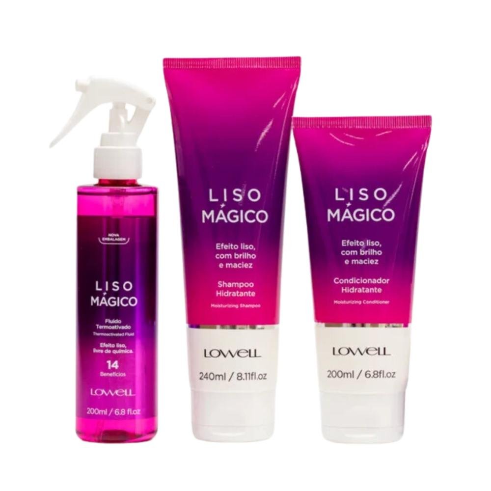 Lowell Keeping Liss Liso Mágico Shampoo 240ml + Condicionador 200ml + Termoativo 200ml