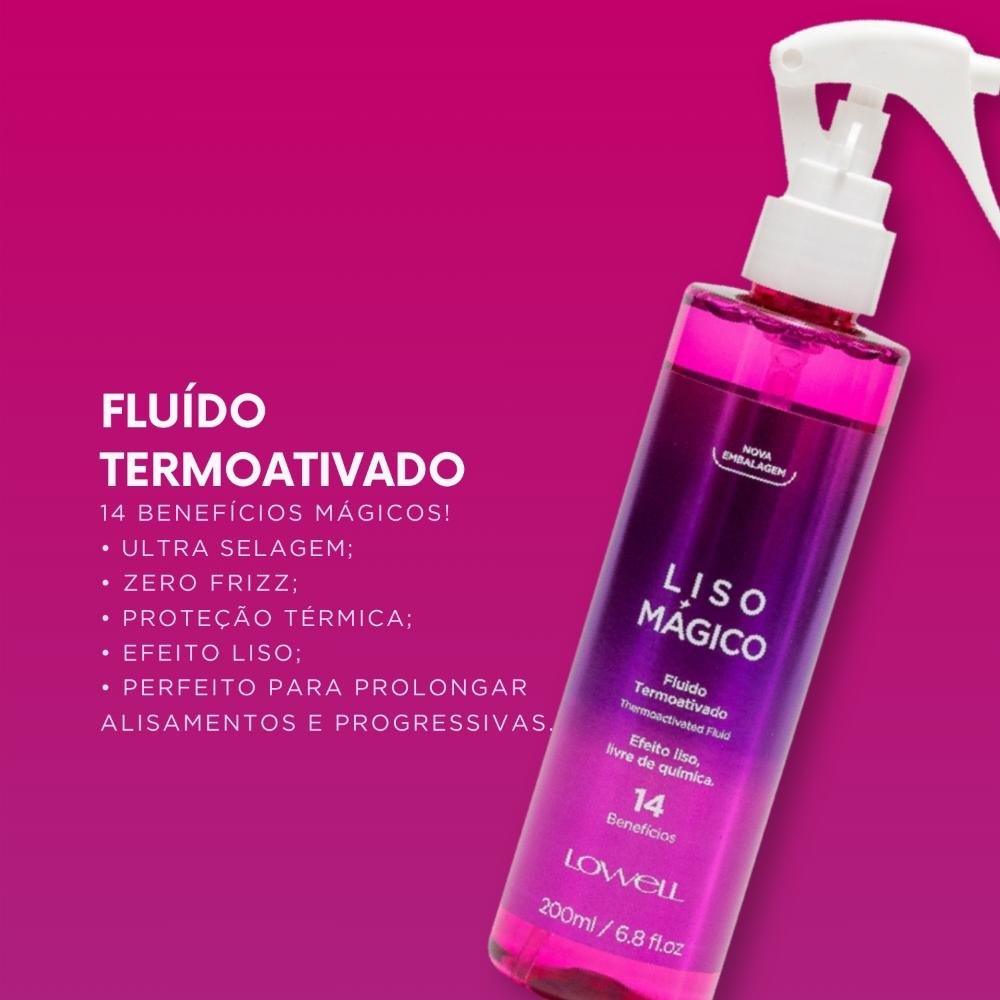 Lowell Keeping Liss Liso Mágico Shampoo 240ml + Condicionador 200ml + Termoativo 200ml ÚNICO 7