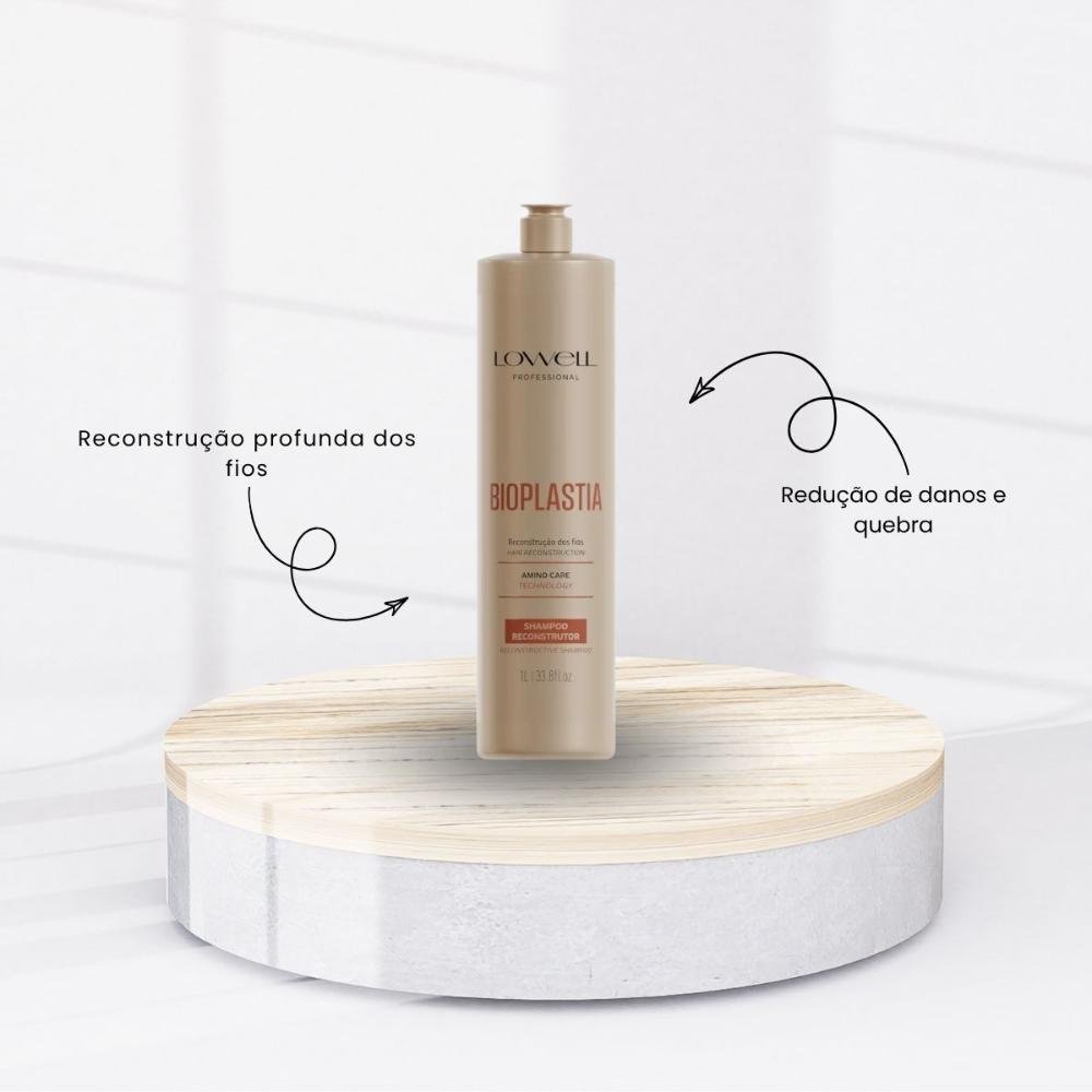 Lowell Bioplastia Shampoo Reconstrói Cabelos Danificados 1 L 1L 2