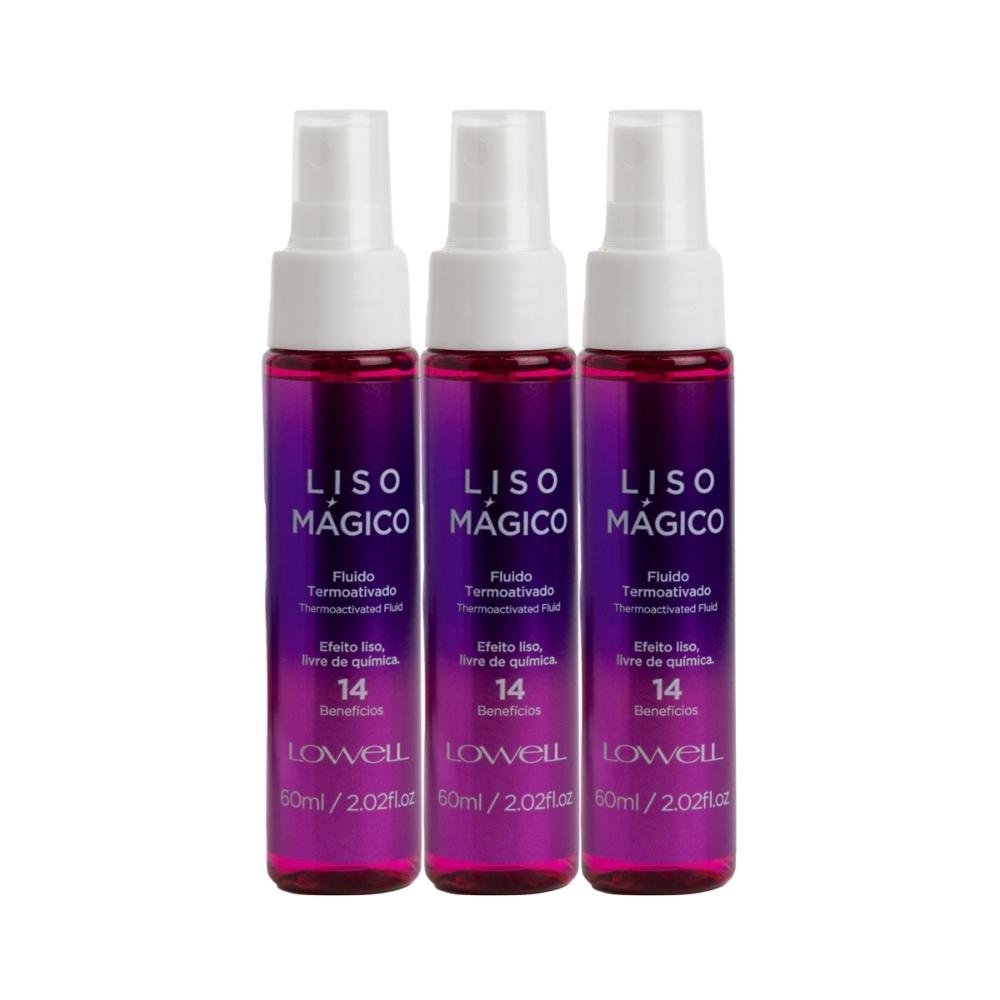 Lowell Liso Magico Kit 3 Efeito Fluido Termoativado 60ml