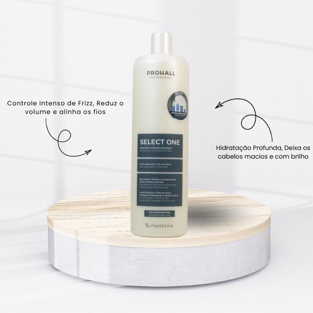Kit Prohall Select One Antifrizz 2 Máscara Capilar 1 Litro ÚNICO 2
