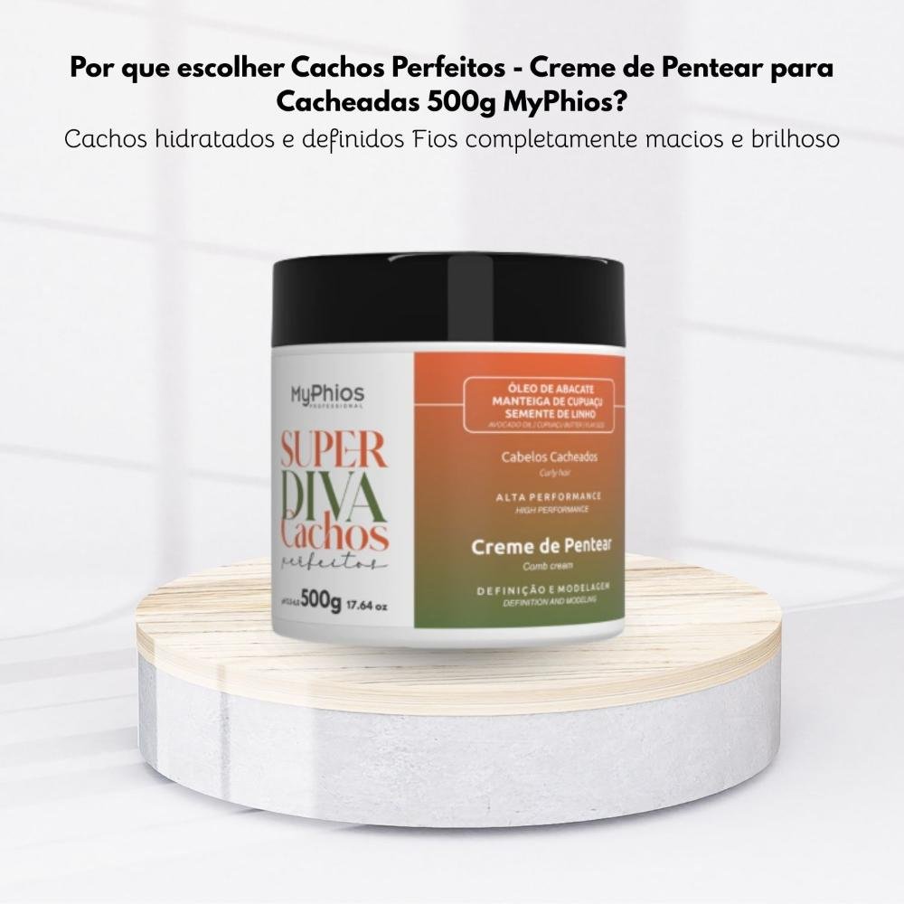 Creme de Pentear MyPhios Creme Super Diva Cachos Perfeitos 500 g para Cabelo Cacheado 500g 5
