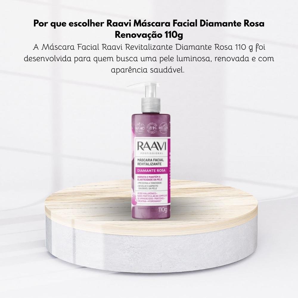 Raavi Máscara Facial Diamante Rosa Renovação 110g 110g 5