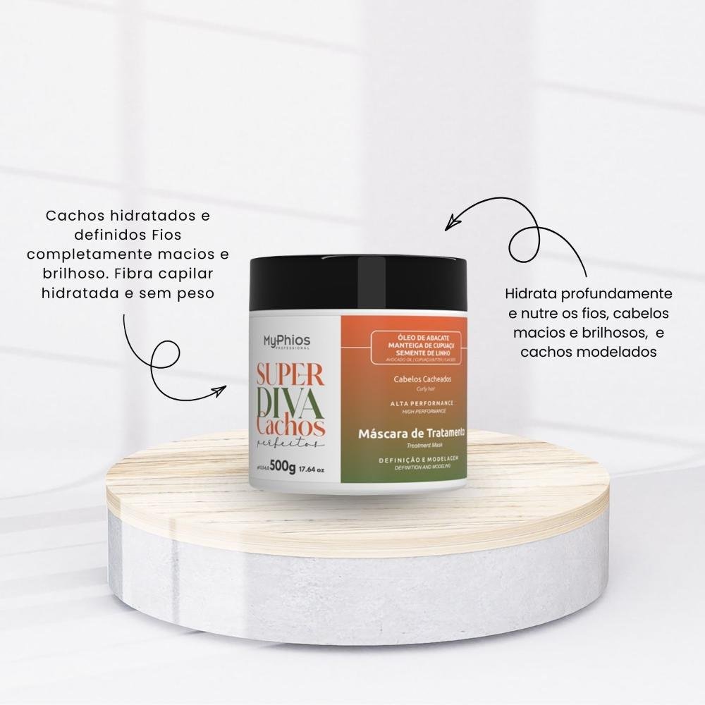 Máscara MyPhios Super Diva Cachos Perfeitos Para Tratamento para Cabelo Cacheado 500 g 500g 2