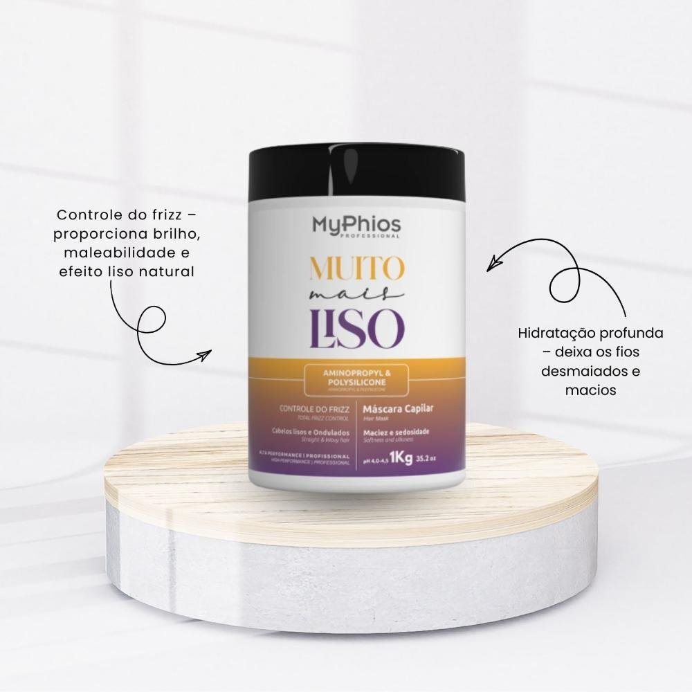 Máscara MyPhios Muito Mais Liso Máscara de Hidratação Controle Frizz 1 Kg 1kg 2