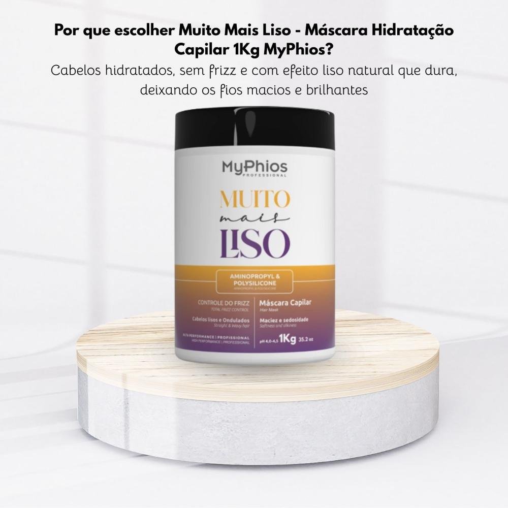 Máscara MyPhios Muito Mais Liso Máscara de Hidratação Controle Frizz 1 Kg 1kg 5
