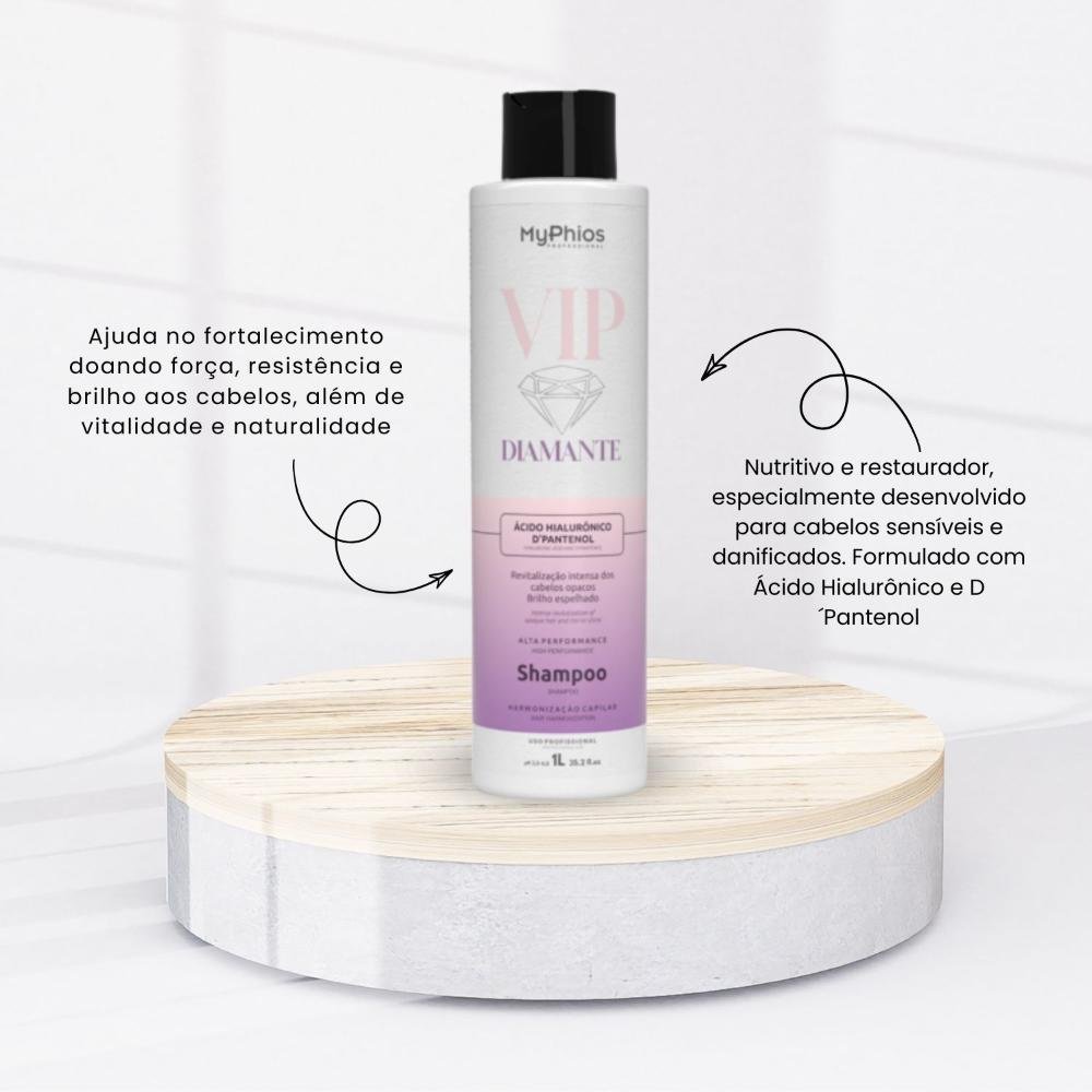 Shampoo MyPhios VIP Diamante Brilho e Maciez 1 Litro 1L 2