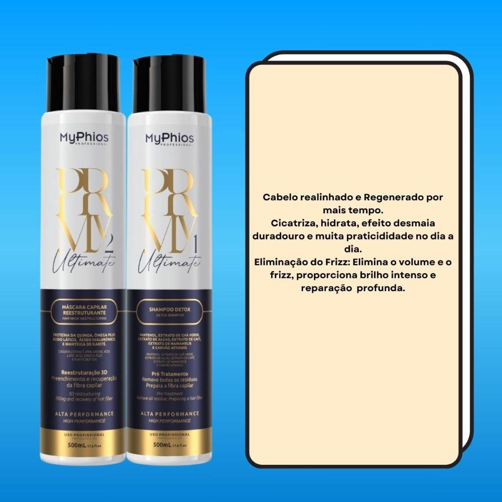 Kit MyPhios Ultimate PRMY Shampoo Detox e Máscara 500 ml ÚNICO 3