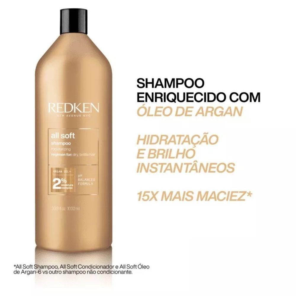 Redken All Soft Shampoo + Condicionador 1L + Máscara 250ml ÚNICO 2