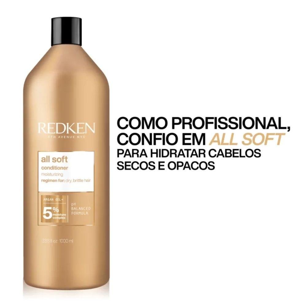 Redken All Soft Shampoo + Condicionador 1L + Máscara 250ml ÚNICO 3