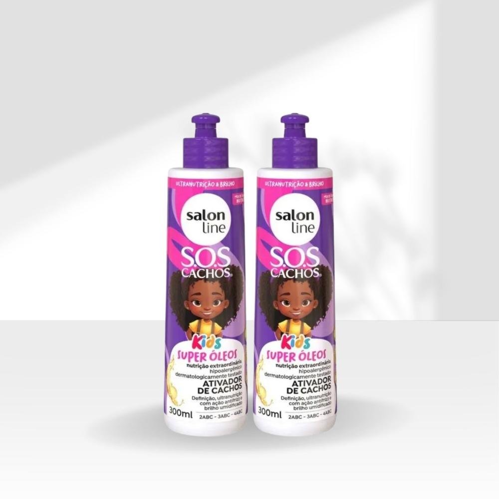 Kit Salon Line S.O.S Cachos Kids Super Oleos 2 Ativador para Cabelo Cacheado 300 ml ÚNICO 3