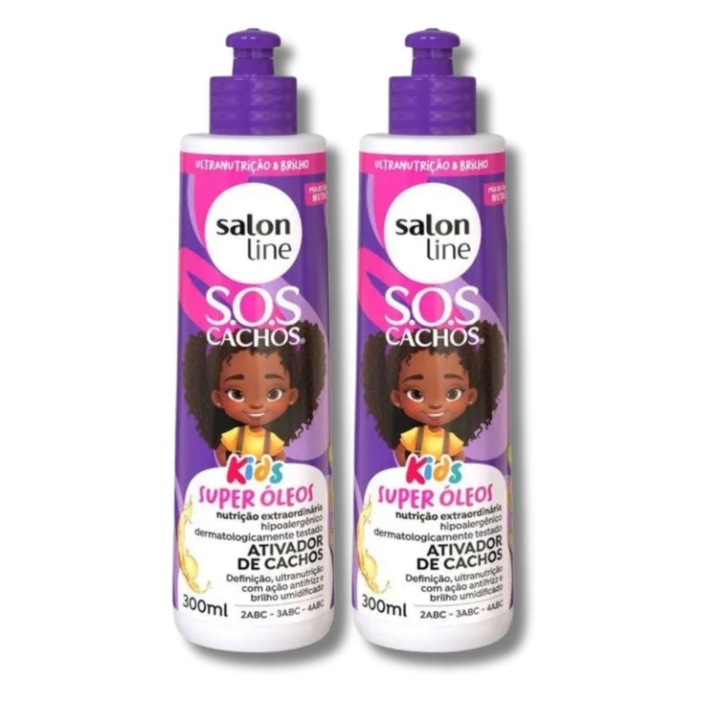 Kit Salon Line S.O.S Cachos Kids Super Oleos 2 Ativador para Cabelo Cacheado 300 ml ÚNICO 4