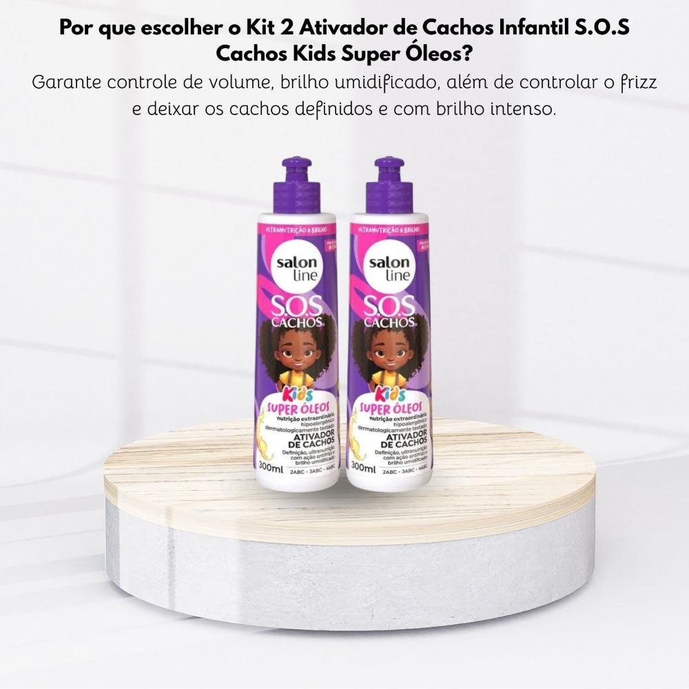 Kit Salon Line S.O.S Cachos Kids Super Oleos 2 Ativador para Cabelo Cacheado 300 ml ÚNICO 5