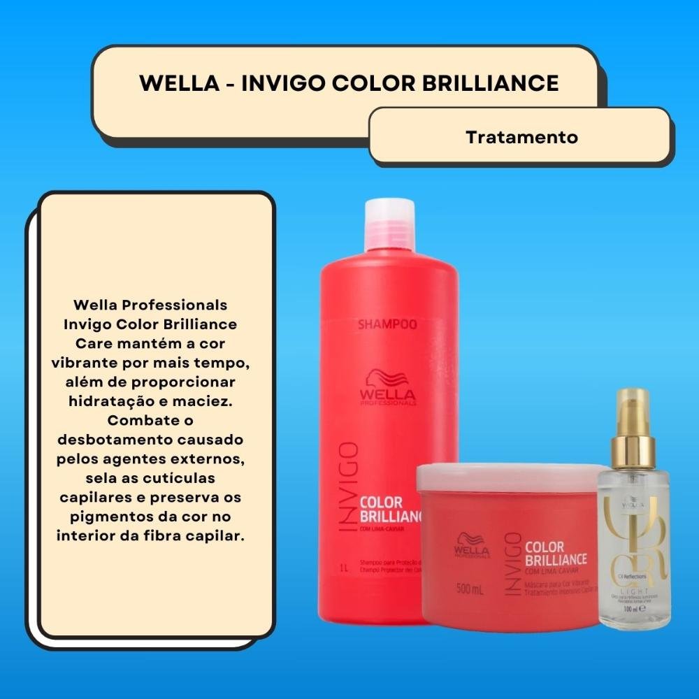 Kit Wella Invigo Color Brilliance e Oil Reflections light 100 ml Salão (3 Produtos) ÚNICO 2