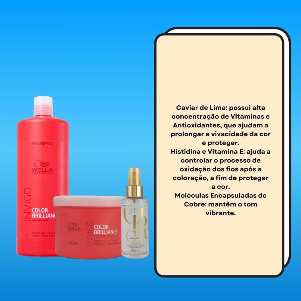 Kit Wella Invigo Color Brilliance e Oil Reflections light 100 ml Salão (3 Produtos) ÚNICO 3