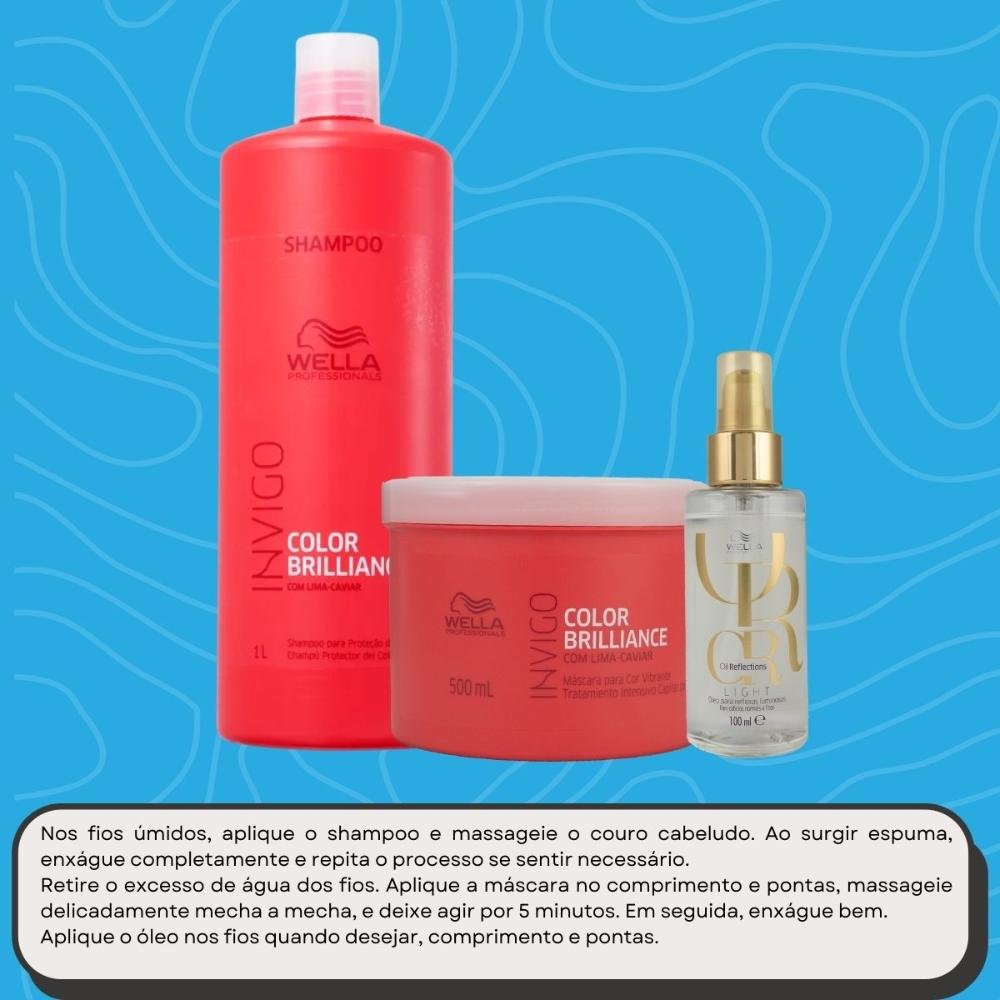 Kit Wella Invigo Color Brilliance e Oil Reflections light 100 ml Salão (3 Produtos) ÚNICO 5