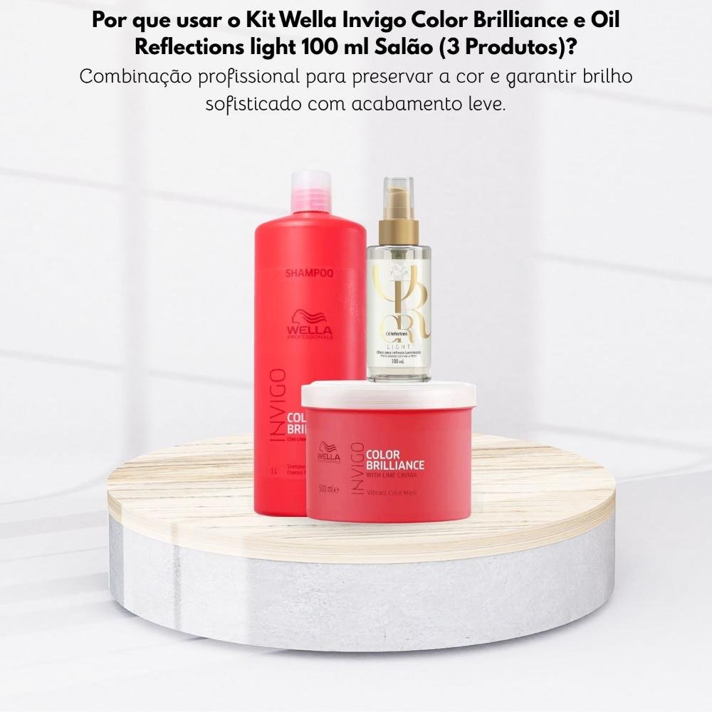 Kit Wella Invigo Color Brilliance e Oil Reflections light 100 ml Salão (3 Produtos) ÚNICO 6