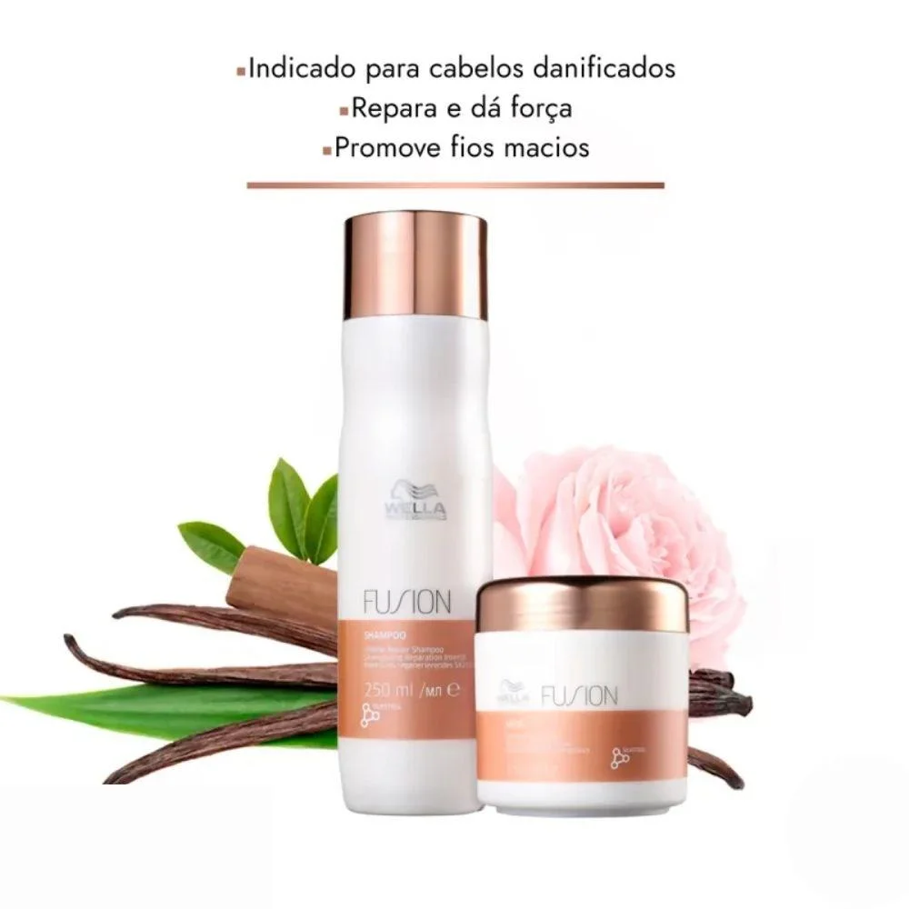 Kit Wella Fusion Shampoo 250 ml + Máscara 150 ml + Reconstrutor 70 ml ÚNICO 2