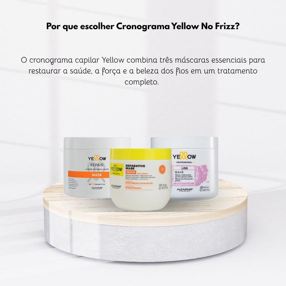 Kit Yellow Cronograma Capilar Máscaras de Nutrição Hidratação Reconstrução 3 x 500 ml ÚNICO 5