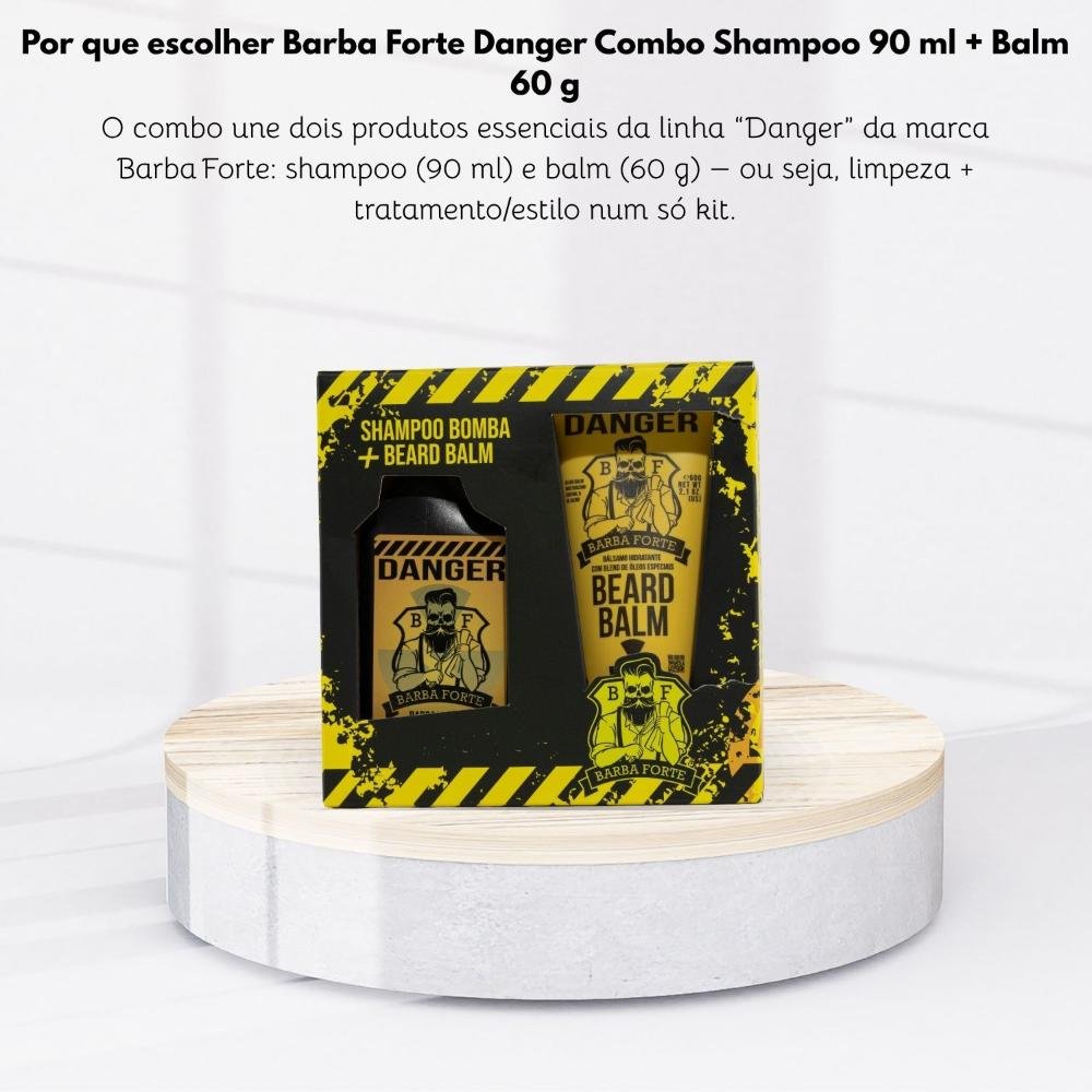 Barba Forte Danger Combo Shampoo 90 ml + Balm 60 g ÚNICO 5