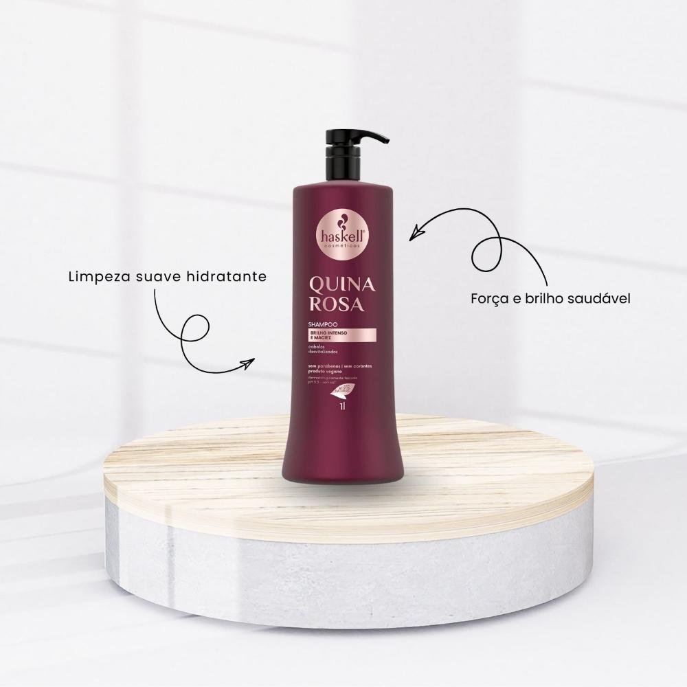 Shampoo Haskell Quina Rosa Fortificação dos fios 1000 ml 1L 2