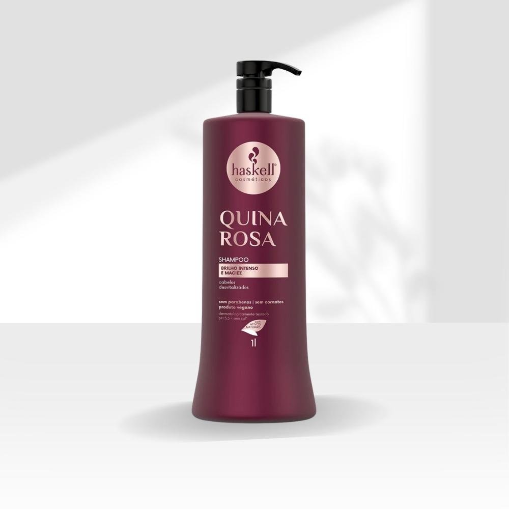 Shampoo Haskell Quina Rosa Fortificação dos fios 1000 ml 1L 3