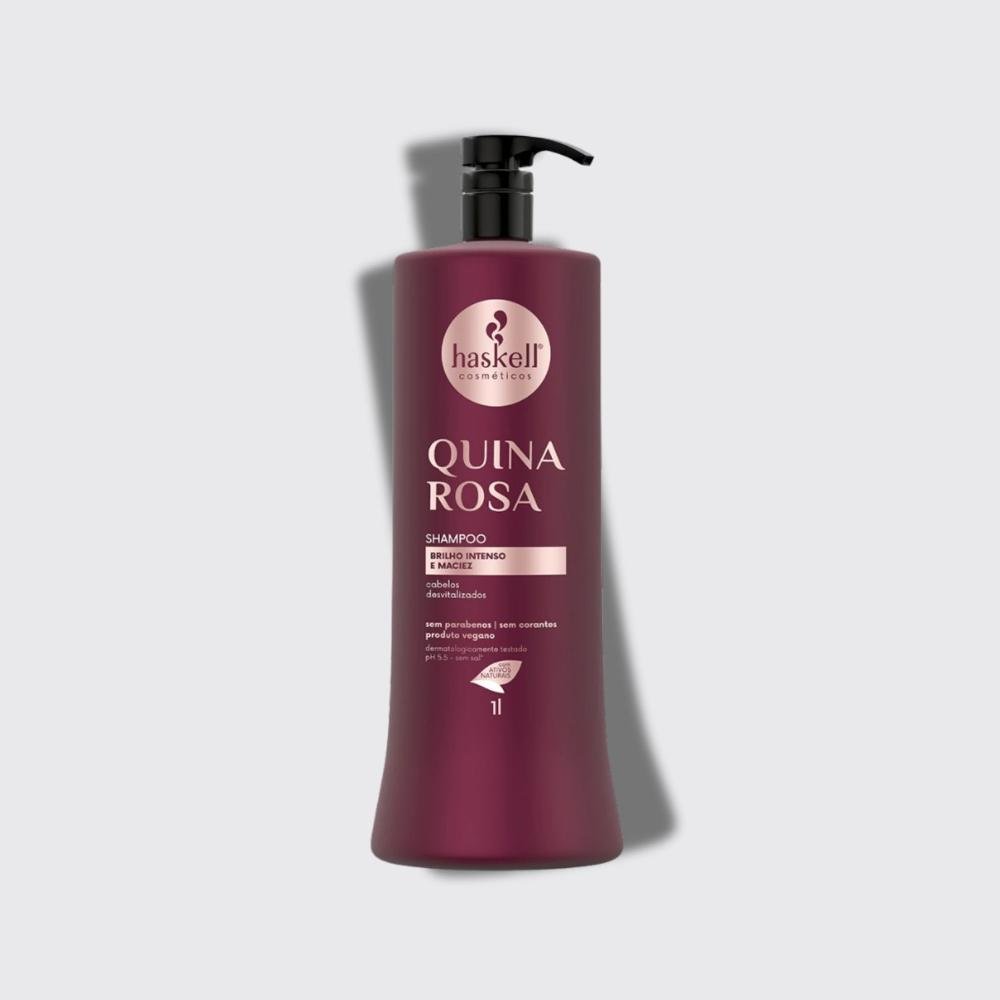 Shampoo Haskell Quina Rosa Fortificação dos fios 1000 ml 1L 4