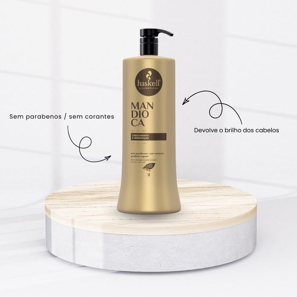 Shampoo Haskell Mandioca Força Crescimento 1000 ml 1L 2