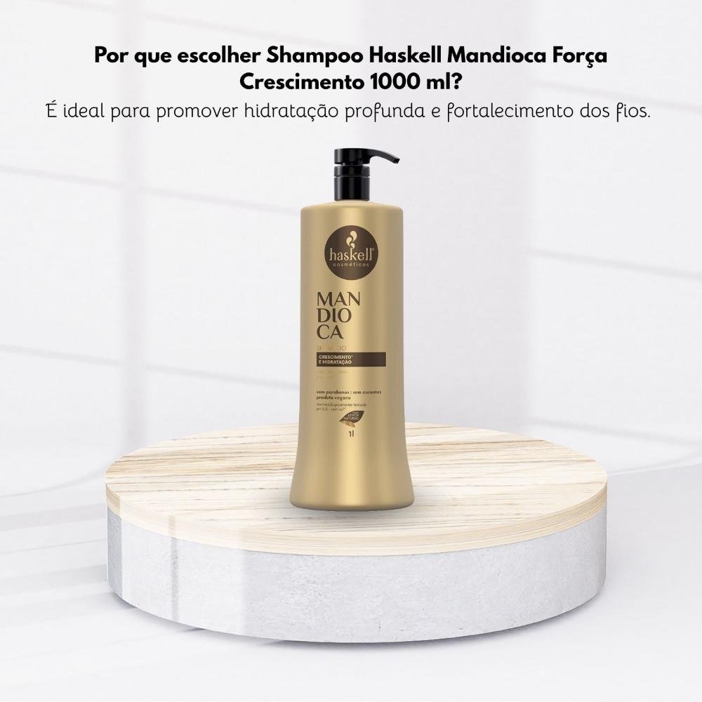 Shampoo Haskell Mandioca Força Crescimento 1000 ml 1L 5