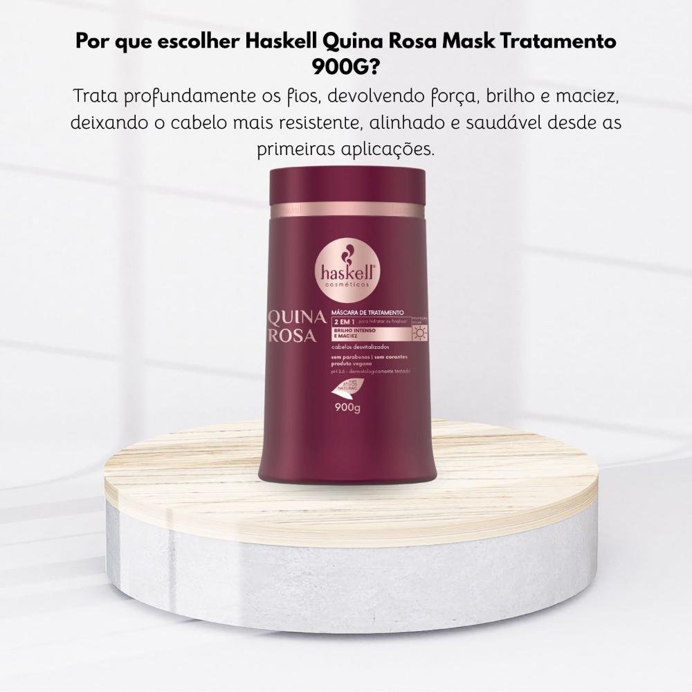 Máscara Tratamento Haskell Quina Rosa Fortalecimento 900 g 900g 5