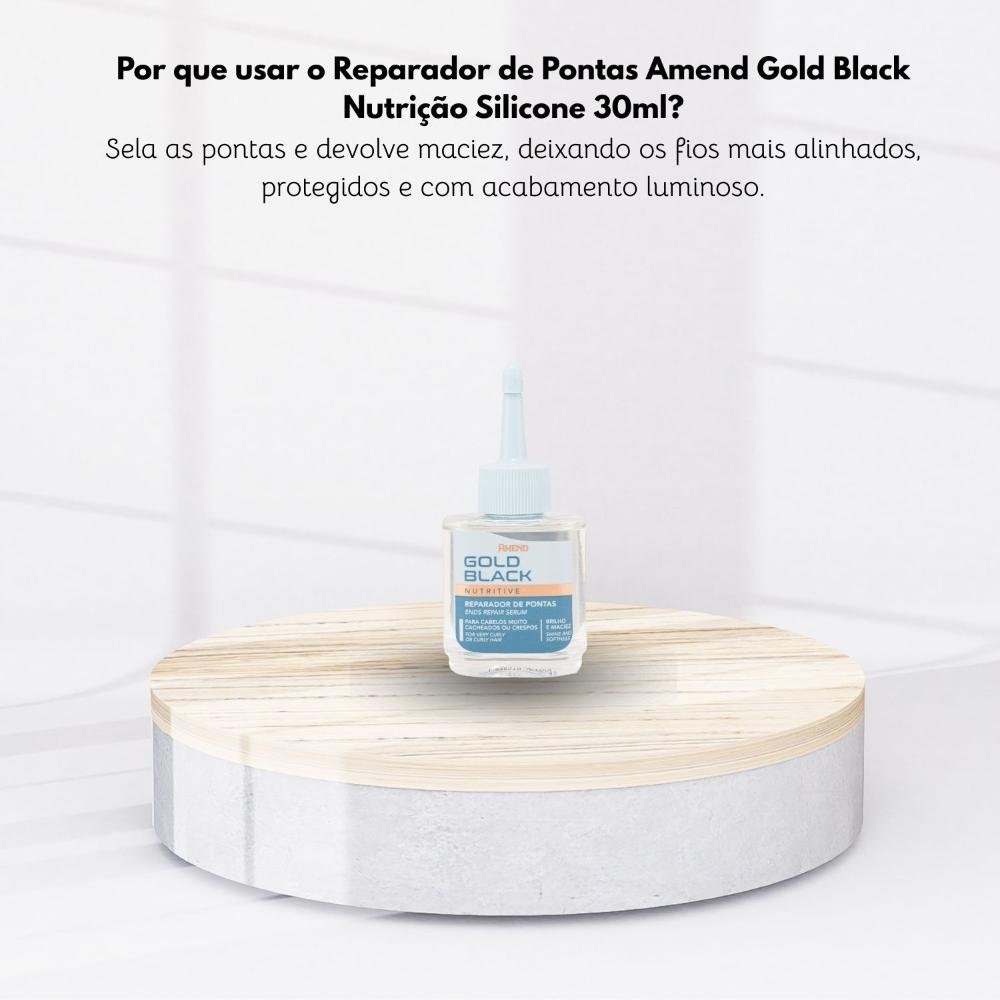 Reparador de Pontas Amend Gold Black Nutrição Silicone 30 ml 30ml 5