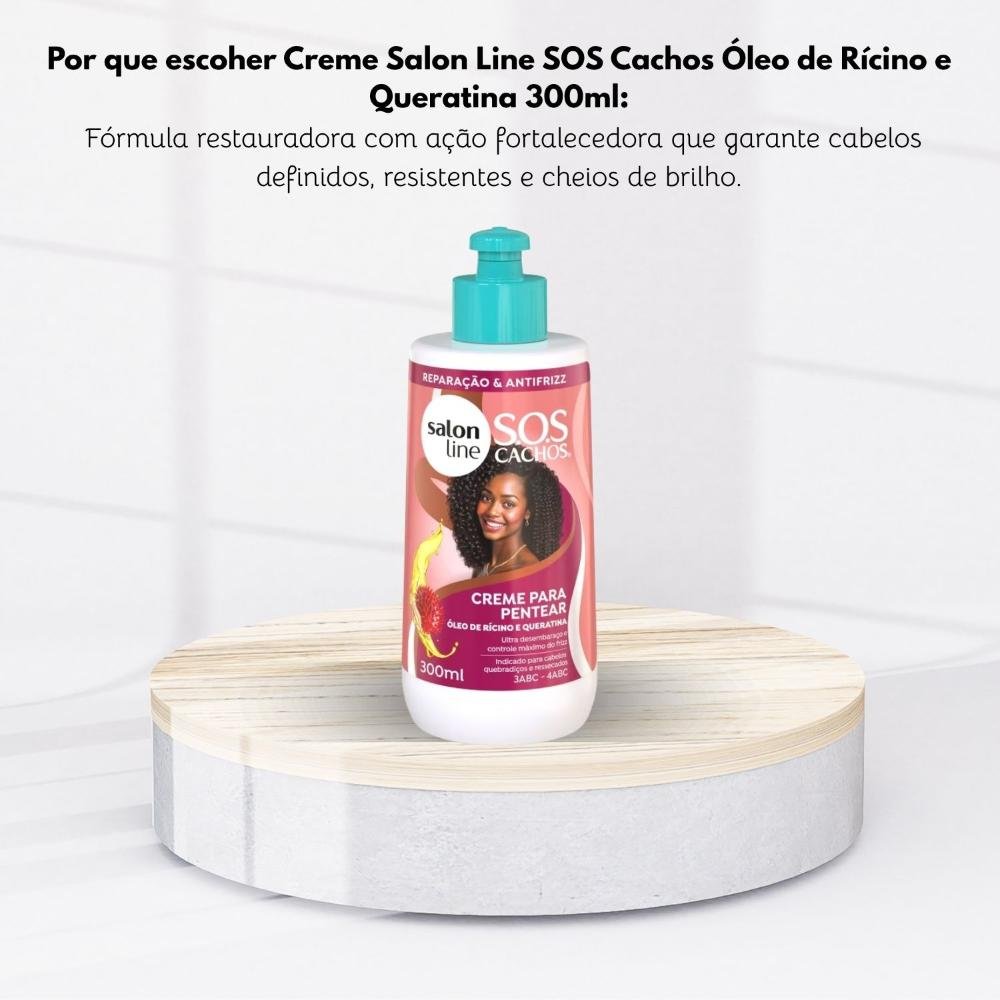 Creme para Pentear Salon Line SOS Óleo de Rícino e Queratina 300 ml 300ml 5