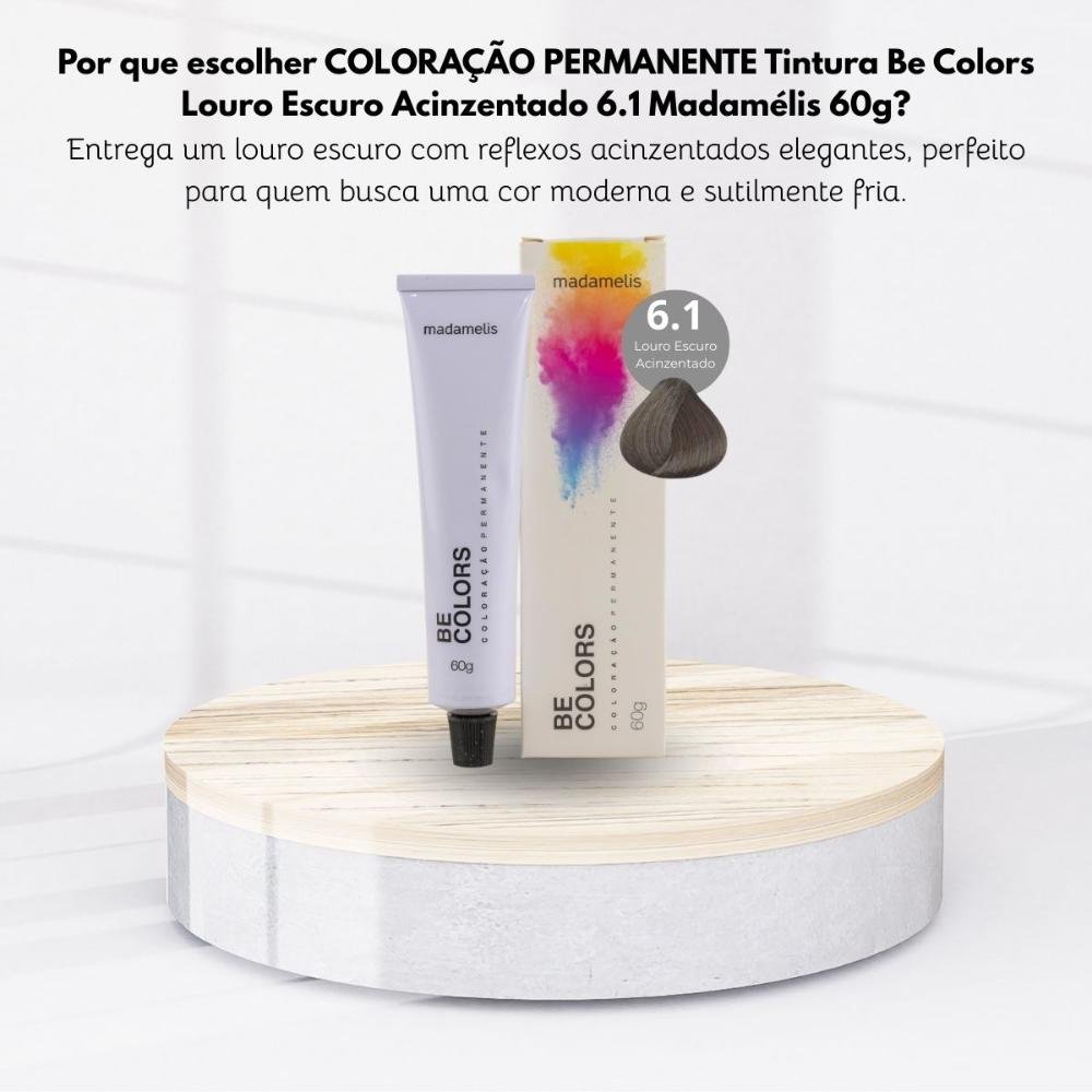 Coloração Madamelis Be Colors Louro Escuro Acinzentado 6.1 60 g Louro Escuro Acinzentado 6.1 5