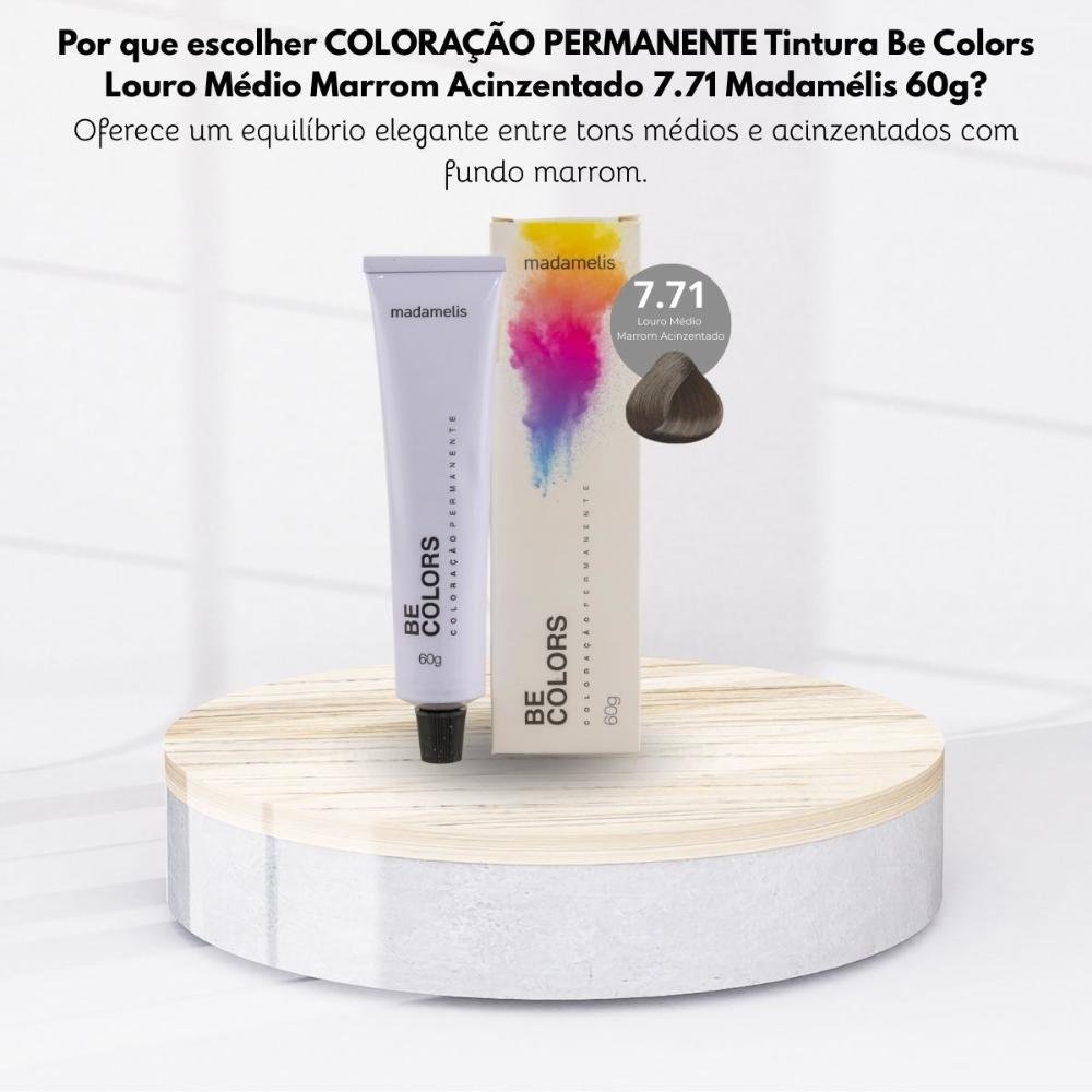 Coloração Madamelis Be Colors Louro Médio Marrom Acinzentado 7.71 60 g Louro Médio Marrom Acinzentado 7.71 5