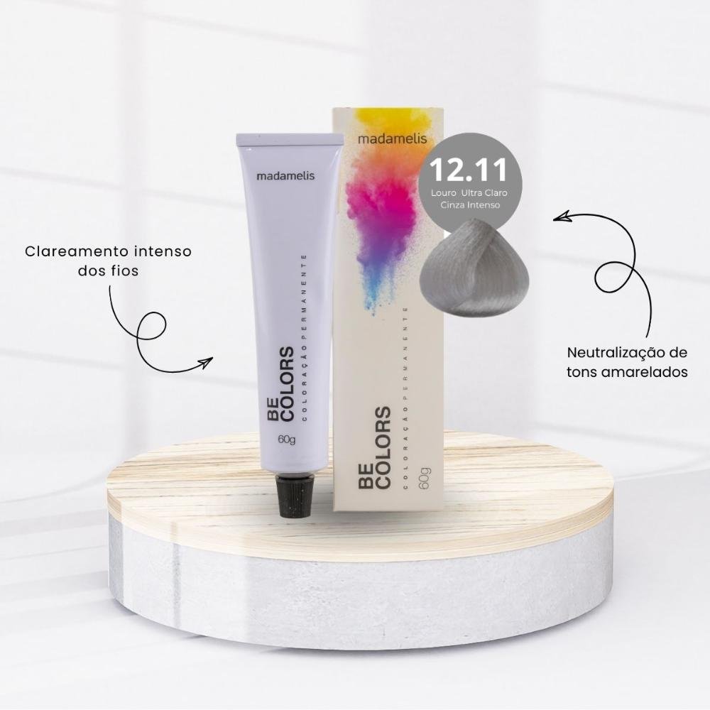 Coloração Madamelis Be Colors Super Clareador Cinza Intenso 12.11 60 g Cinza Intenso 12.11 2
