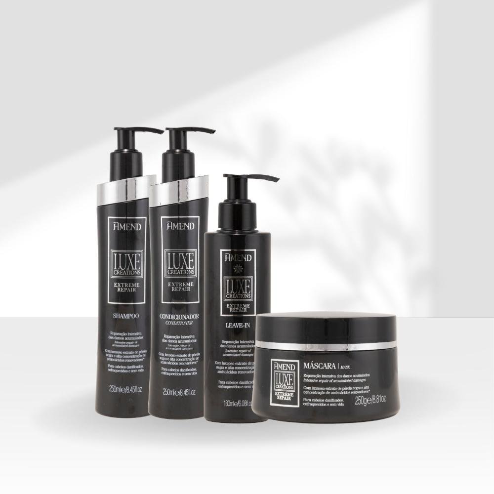 Kit Amend Luxe Creations Shamp Condicionador Mascara Leavein ÚNICO 6
