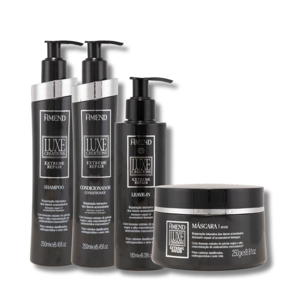 Kit Amend Luxe Creations Shamp Condicionador Mascara Leavein ÚNICO 7