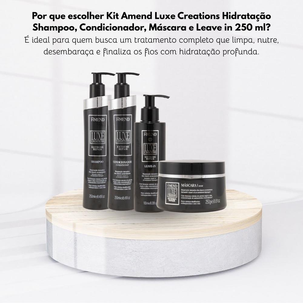 Kit Amend Luxe Creations Shamp Condicionador Mascara Leavein ÚNICO 8