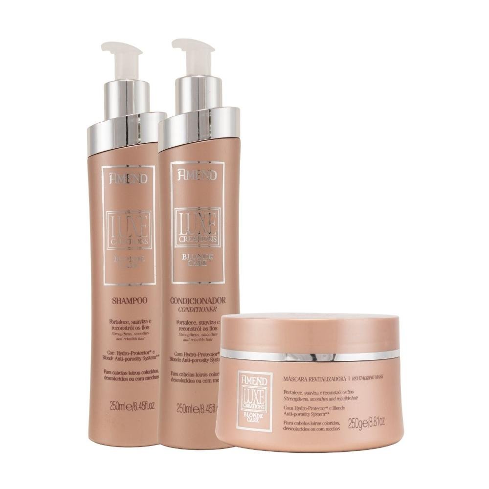 Kit Amend Luxe Creations Blonde Care Shampoo Condicionador Mascara ÚNICO 1