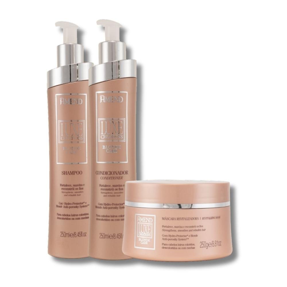 Kit Amend Luxe Creations Blonde Care Shampoo Condicionador Mascara ÚNICO 6
